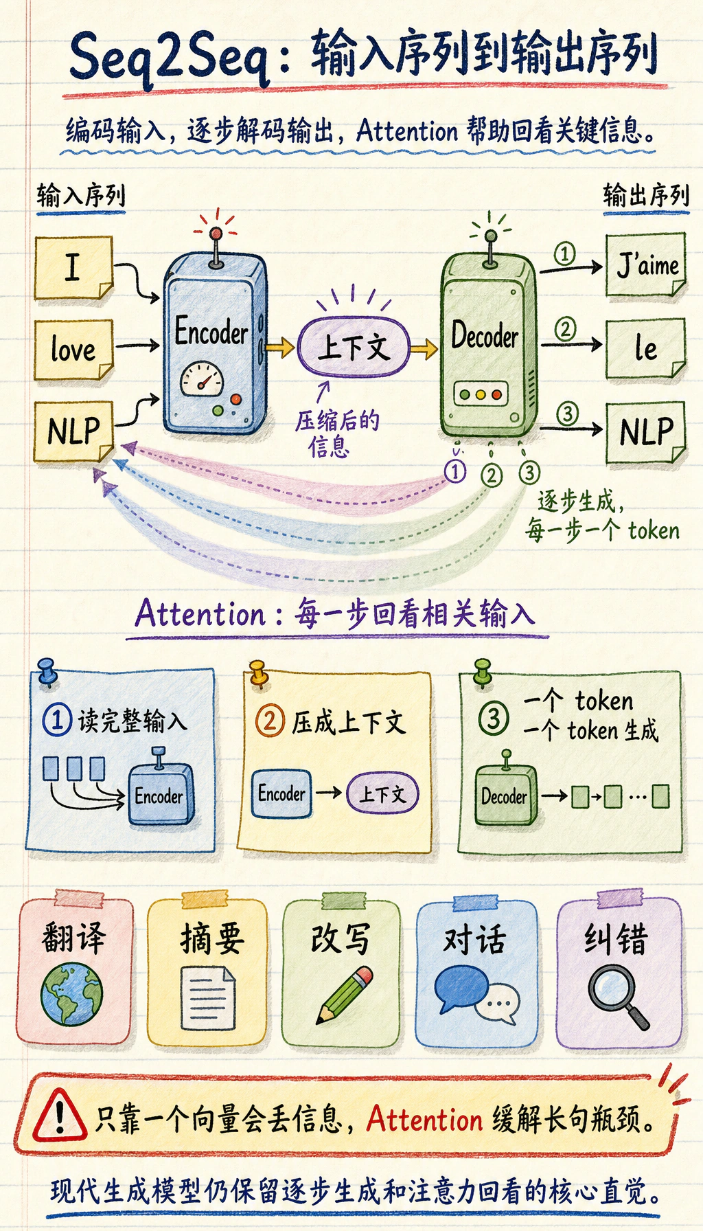 Seq2Seq 与 Attention 章节学习顺序图
