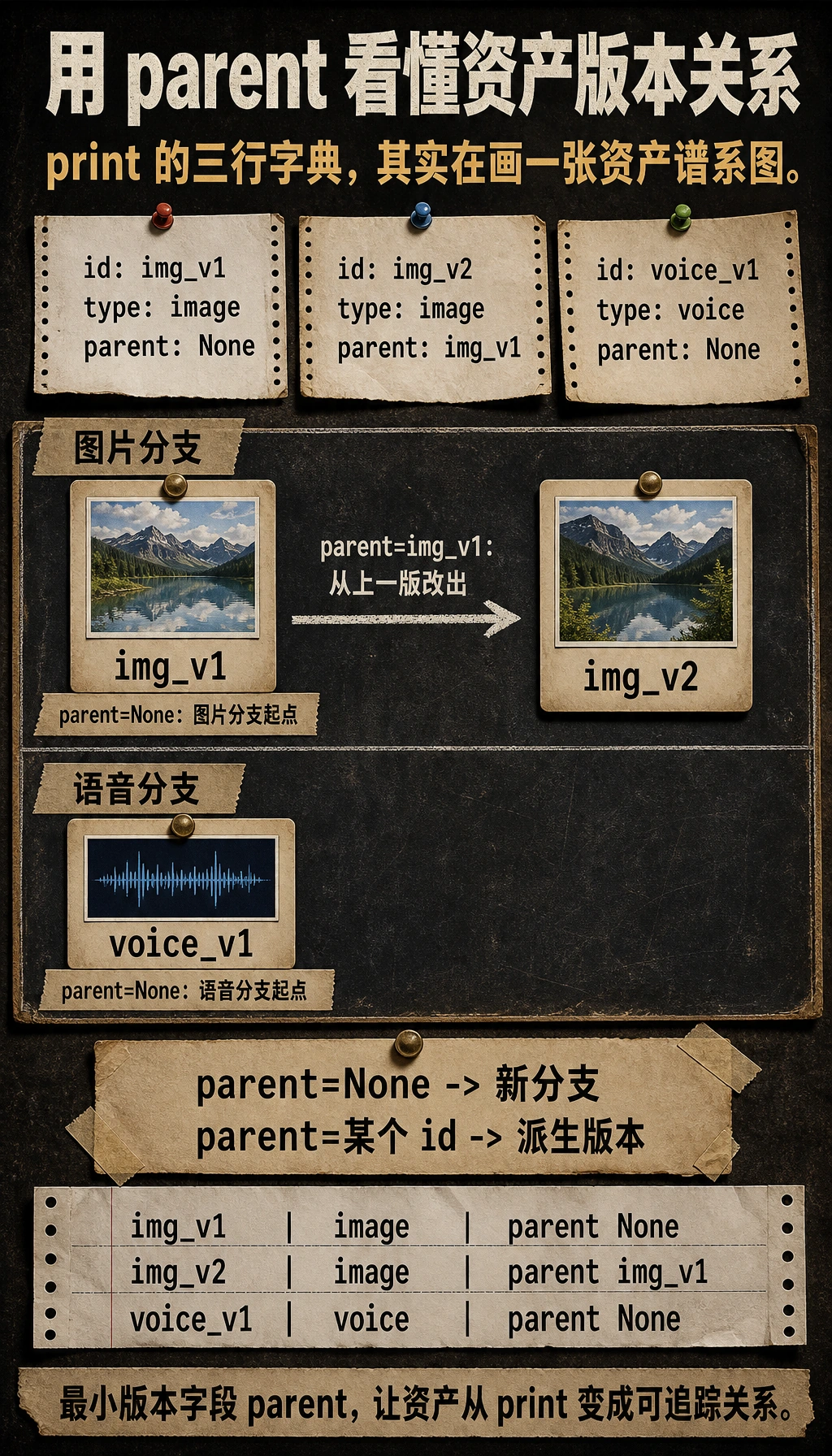 资产 parent 版本关系运行结果图