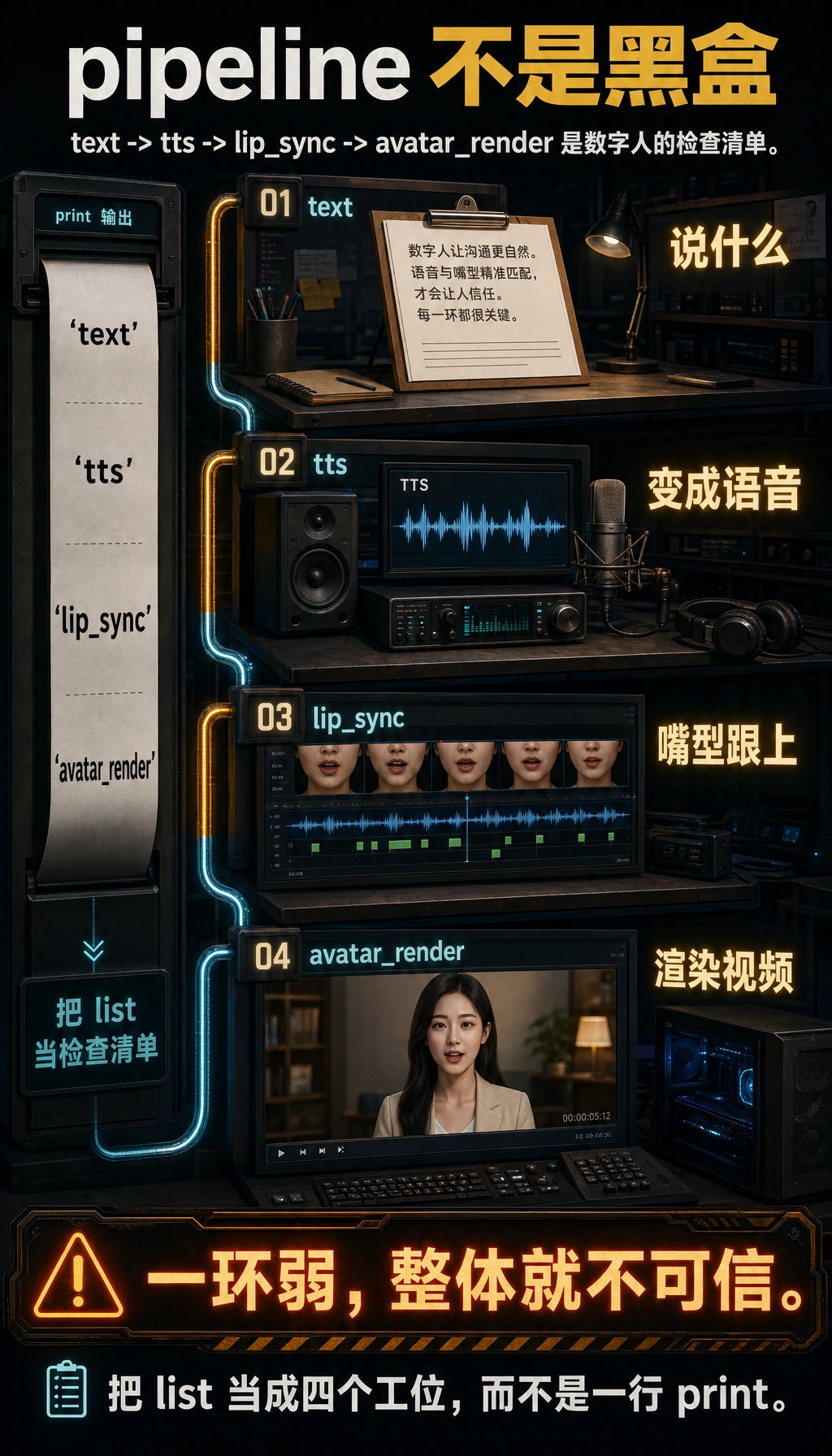 数字人 pipeline list 运行结果图