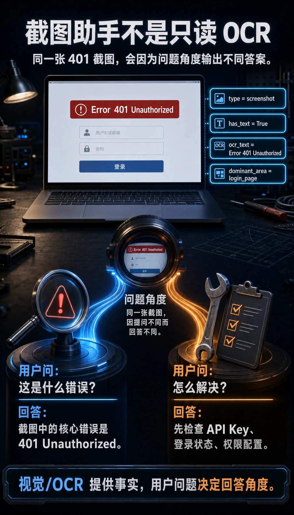 多模态截图助手 OCR 与问题角度运行结果图