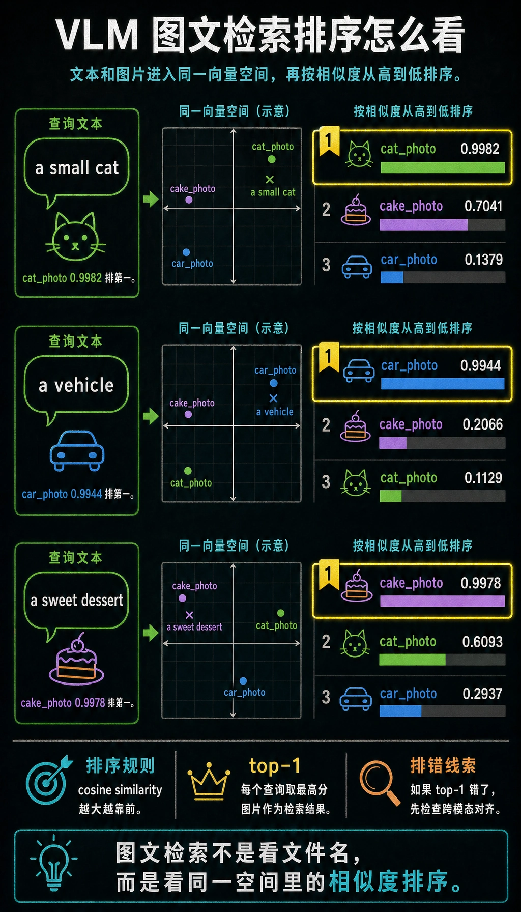 VLM 图文检索排序结果图
