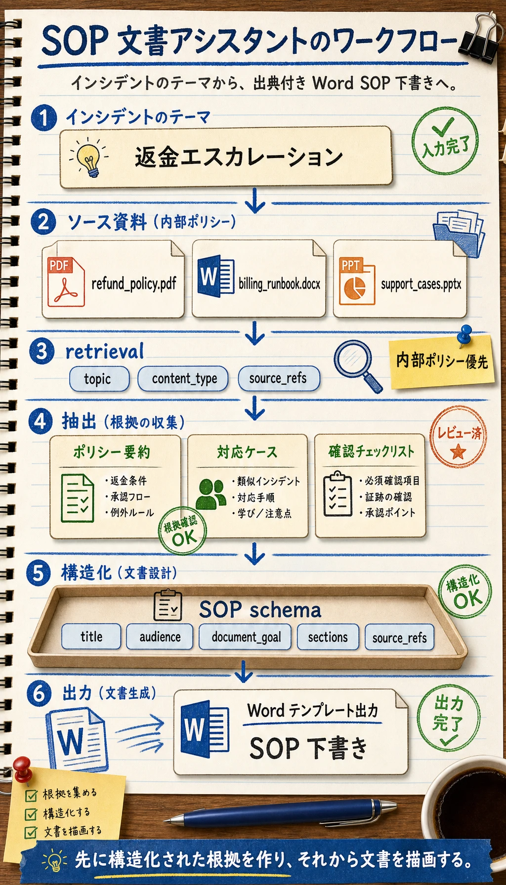 SOP 文書アシスタントのワークフロー図