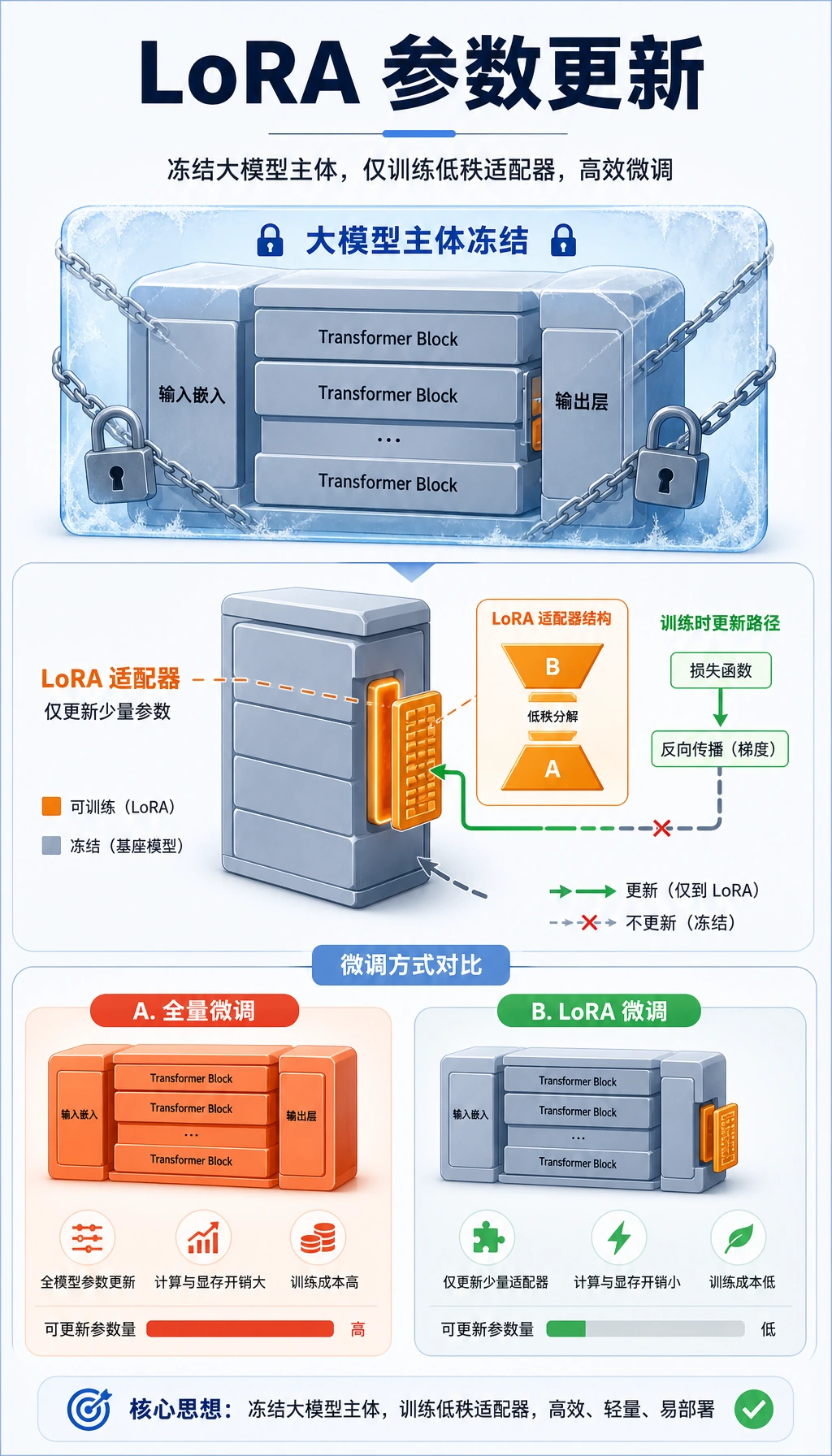 LoRA 参数更新对比图