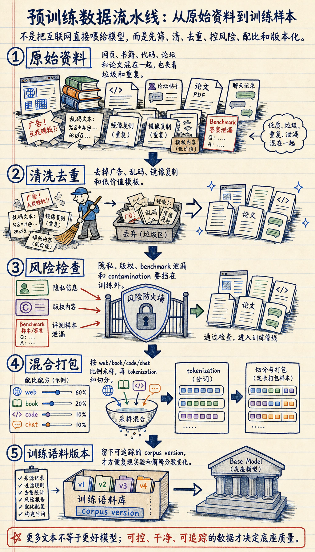 预训练数据流水线图