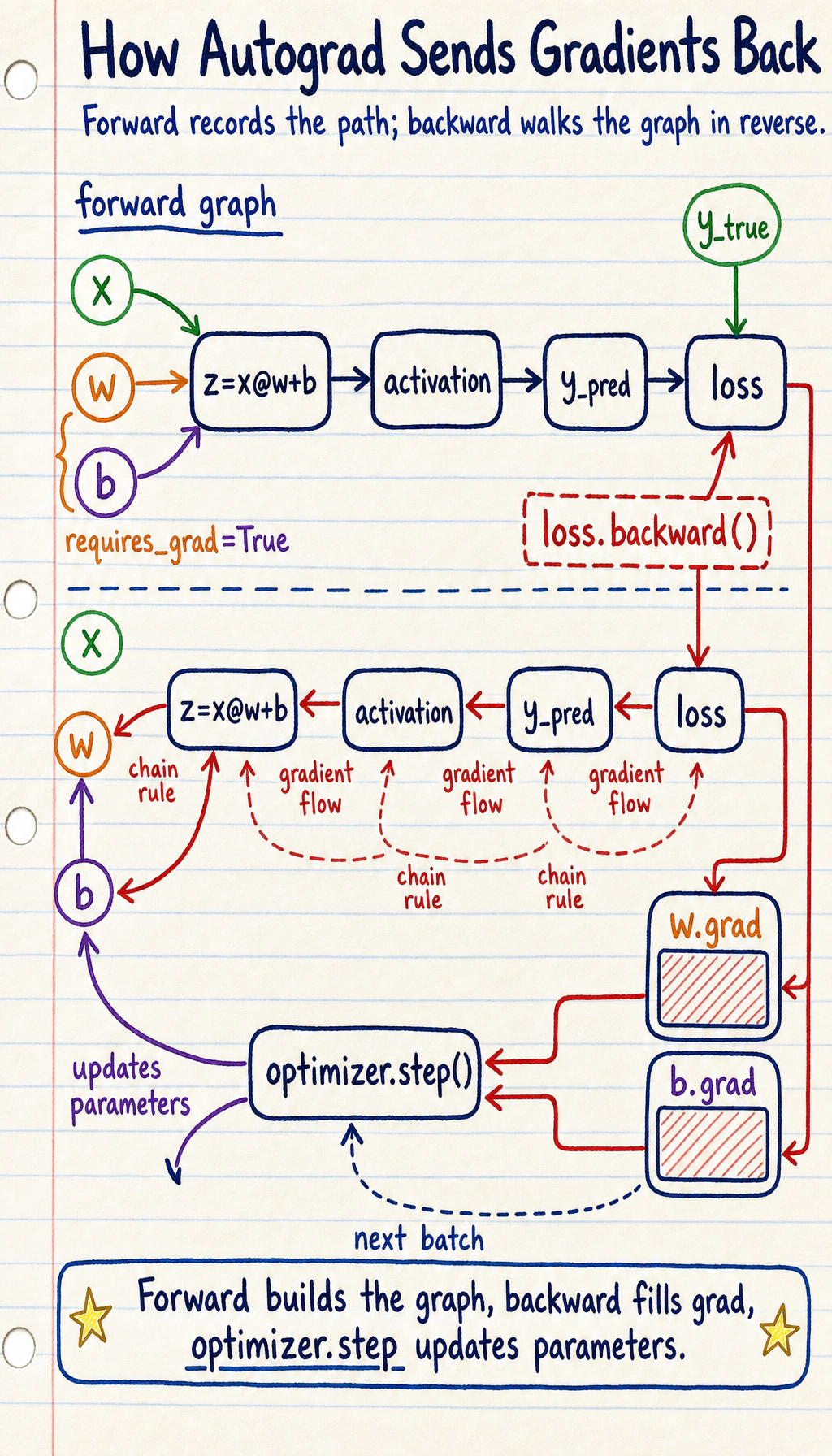 PyTorch Autograd computation graph