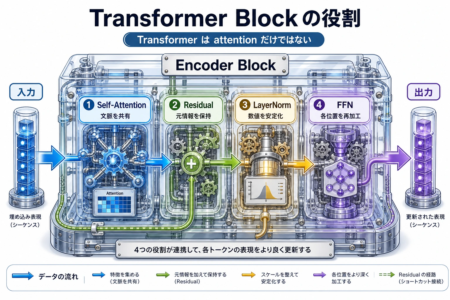 Transformer Block コンポーネントの役割図