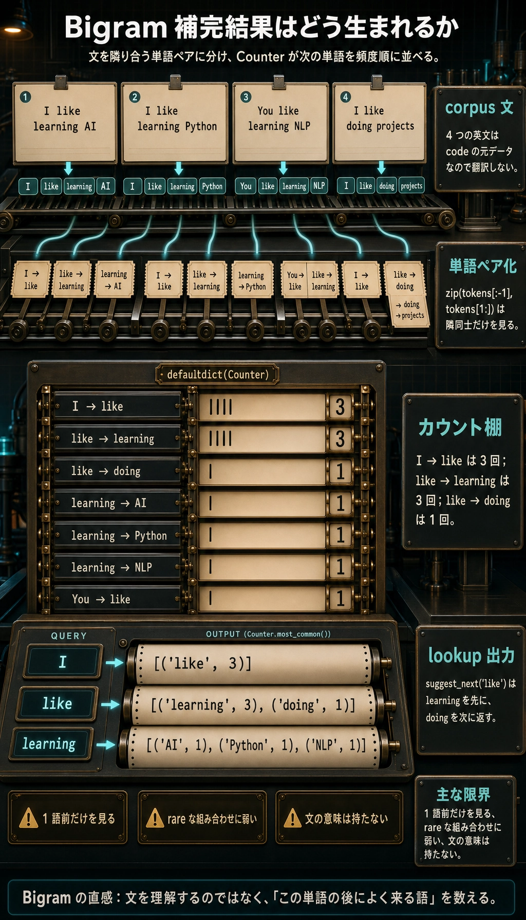 Bigram 補完の実行結果図