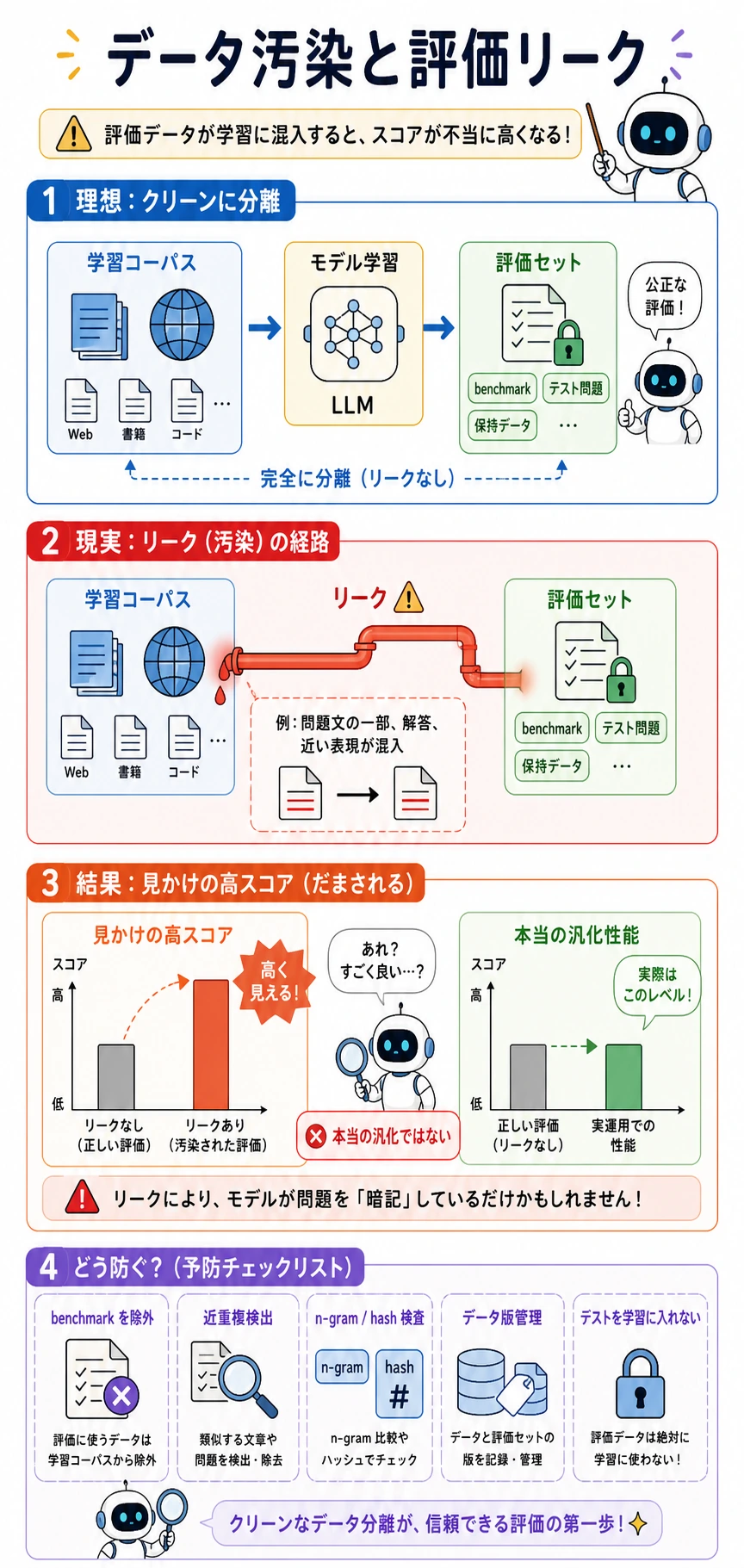 データ汚染と評価リーク図