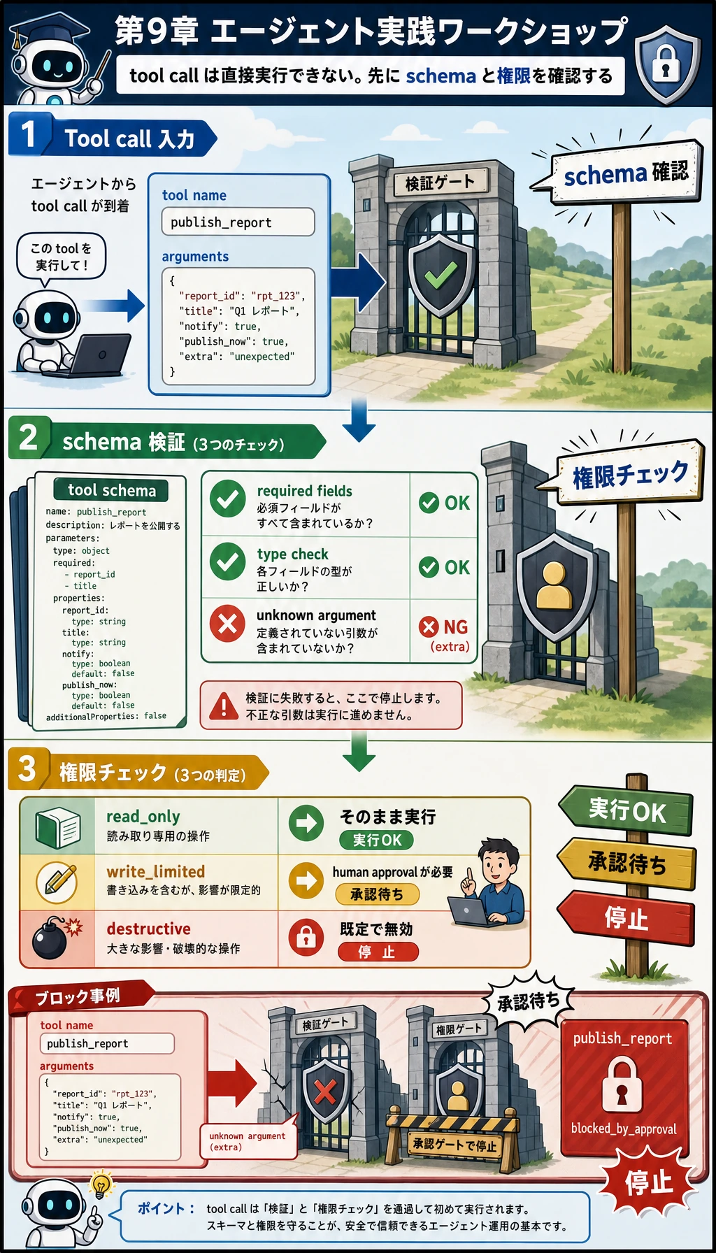 Agent ワークショップ Tool Schema と権限ゲート
