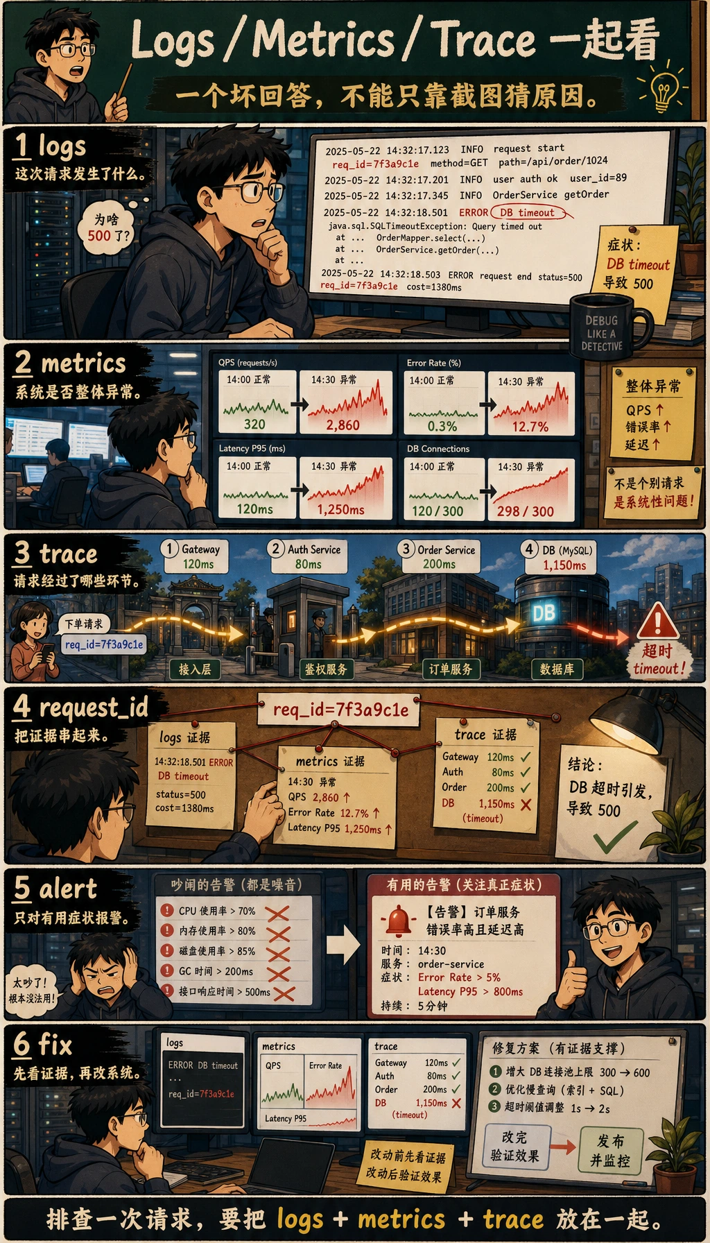 可观测性日志指标追踪图