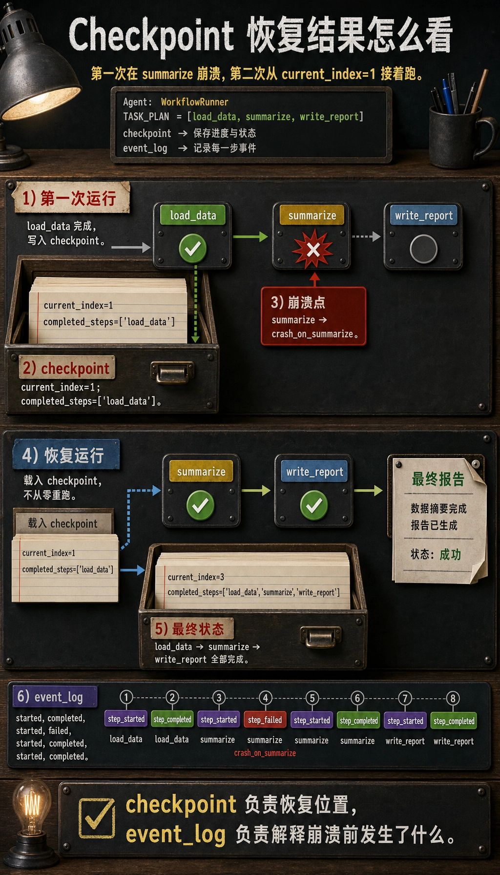 Agent Checkpoint 恢复运行结果图